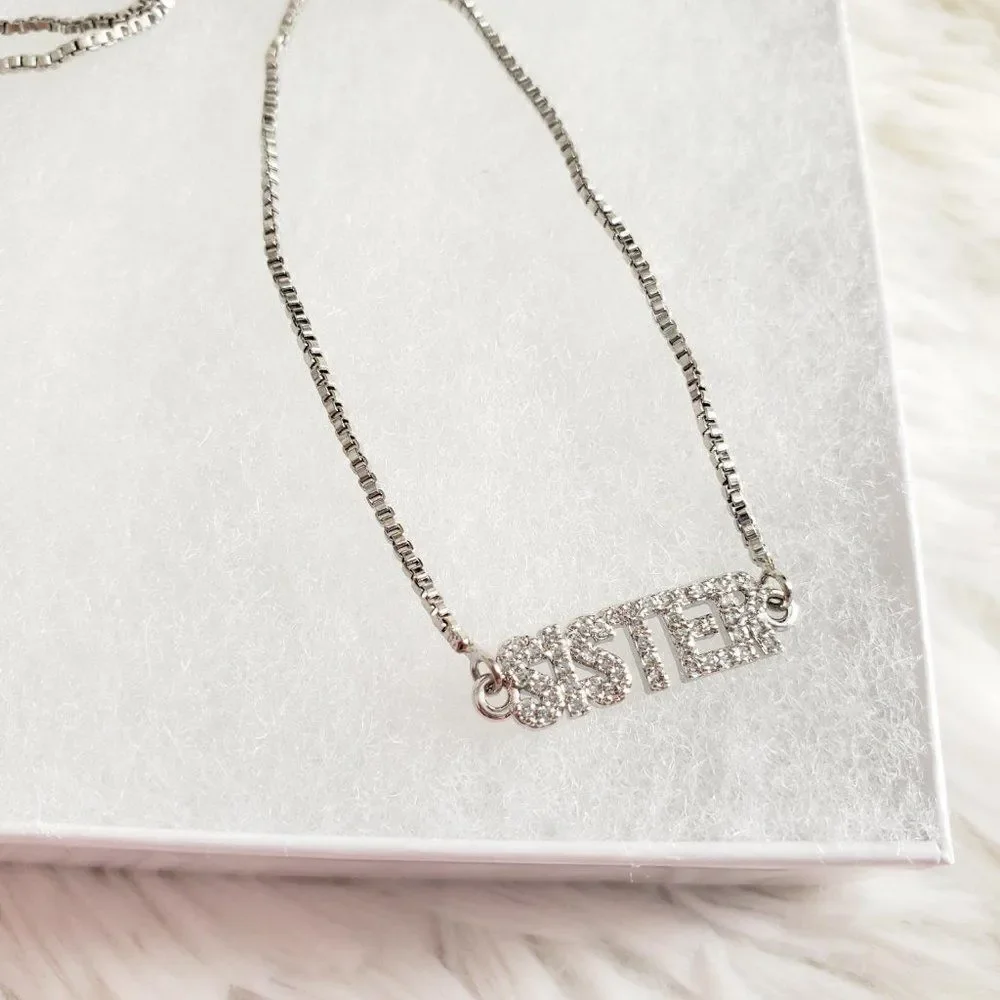 Gold or Silver Rhinestone Sister Slider Bracelet